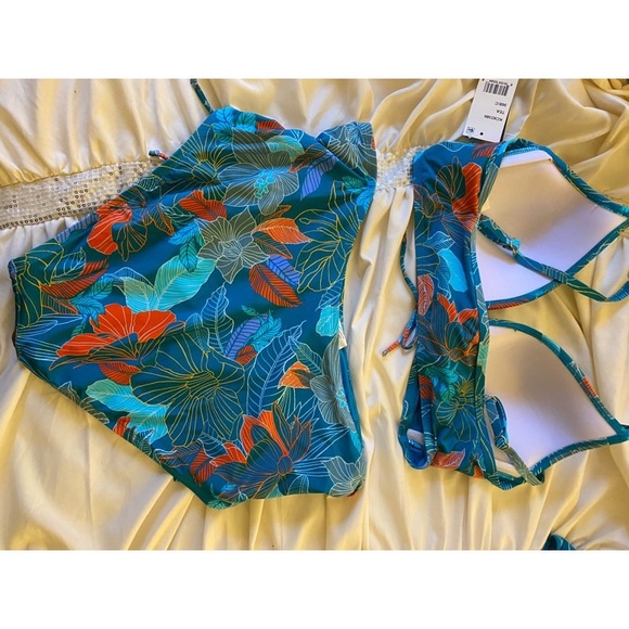 high waisted bikini two piece 36/B /C top Large - Picture 3 of 9